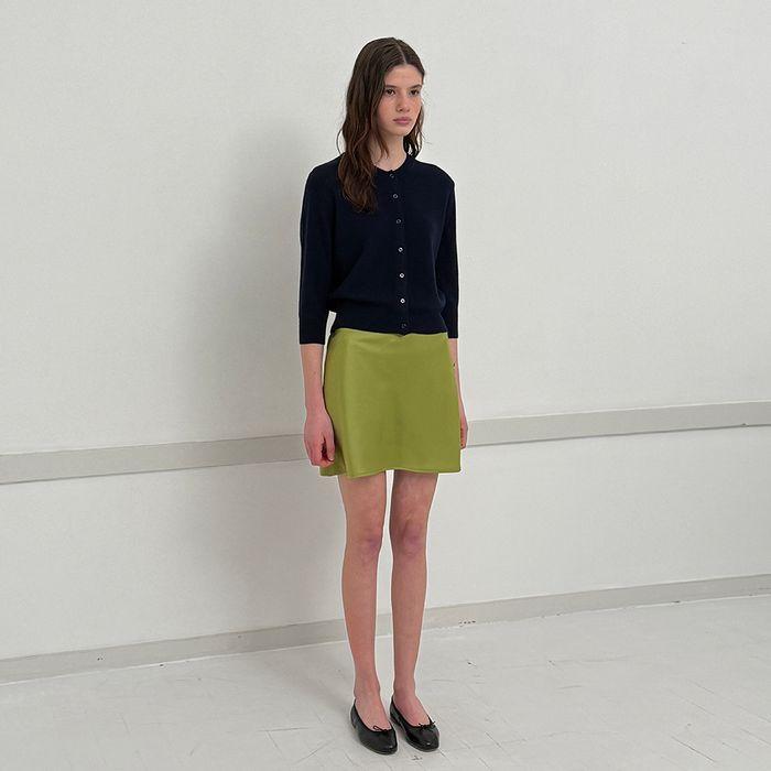 [4th pre-order] Satin Mini Skirt_Olive Green by Japanese Fabric