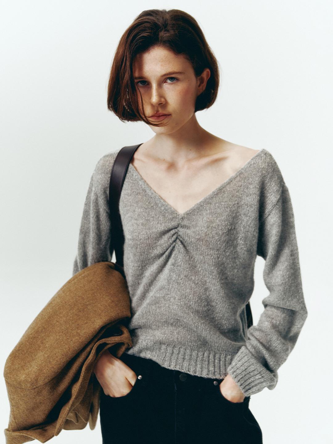 Off-Shoulder Shirring NT_(Gray)