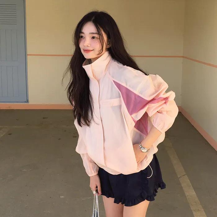 INCISION NYLON BLOUSON JUMPER_LIGHT PEACH/PURPLE