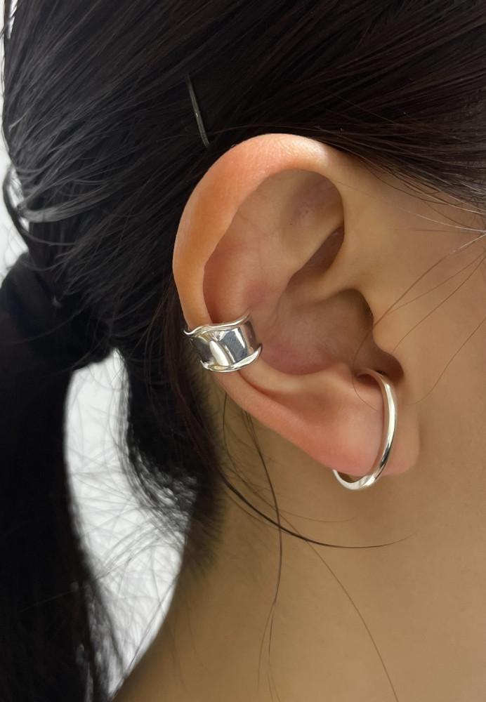 은 실버925 볼륨 웨이브 이어커프 남자 여자 귀찌 귀안뚫는 귓바퀴 귀걸이