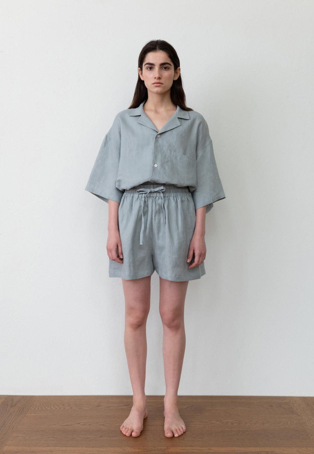 LINEN LOUNGE & SLEEPWEAR SET (PISTACHIO)