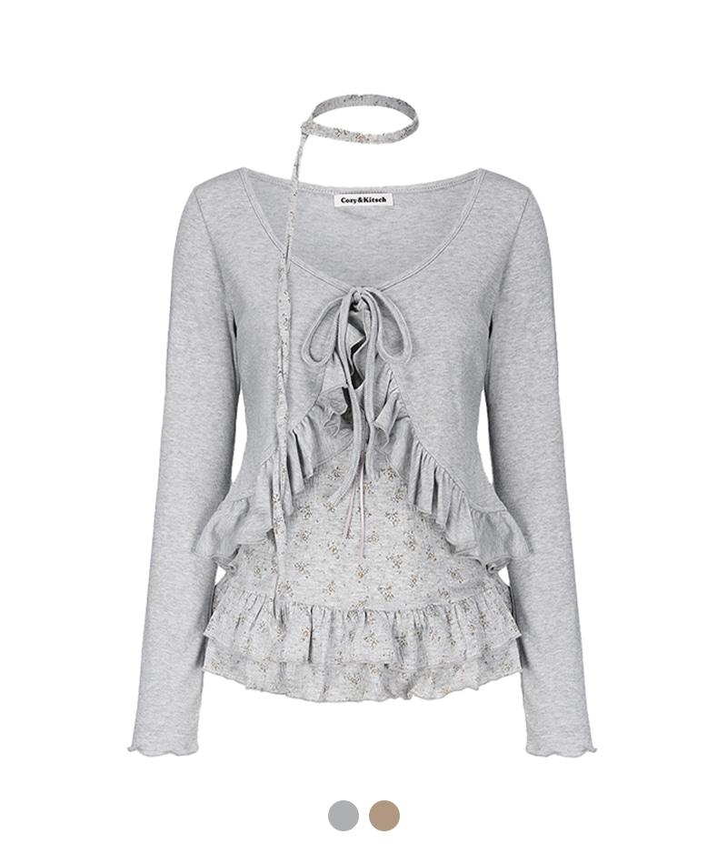 플로랄 레이어드 가디건 세트