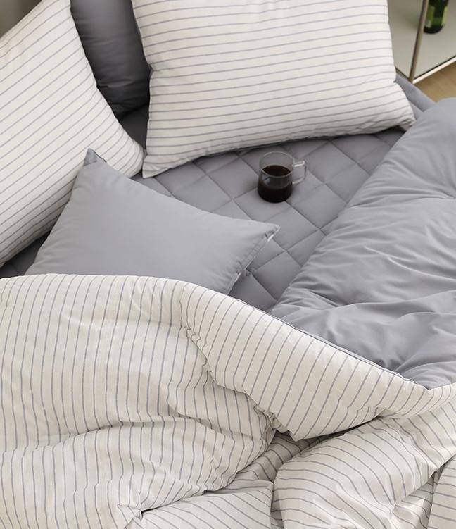 마일드 워싱면 차렵이불세트 블루그레이