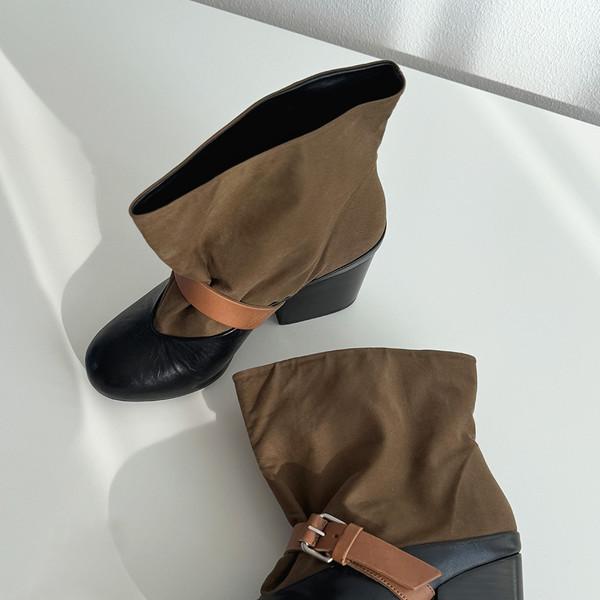 LEMAIRE Canvas Mid Boot Ochre Brown