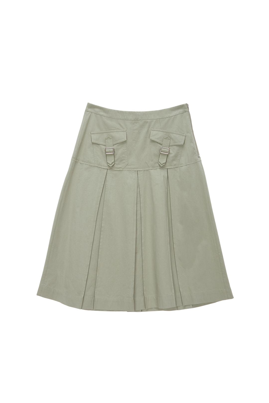 BOTTOM PLEATS CARGO SKIRT IN LIGHT KHAKI