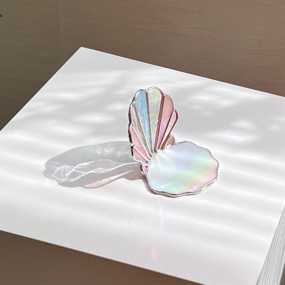 쉘트레이 / 유리풀 스테인드글라스 캔들홀더 캔들받침 촬영소품 유리 트레이