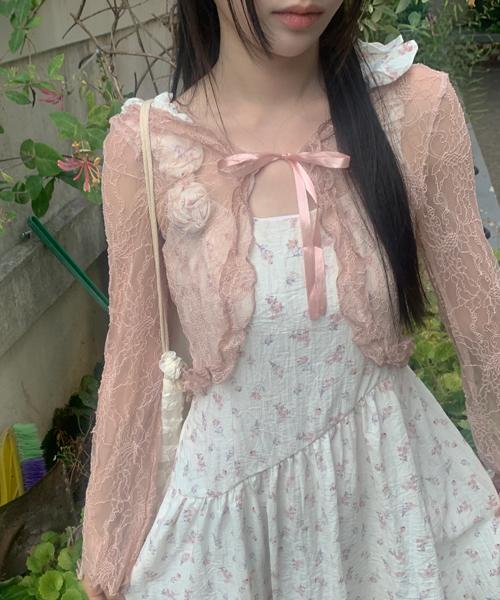 Anna Lace Ribbon Bolero Cardigan(2Colours)