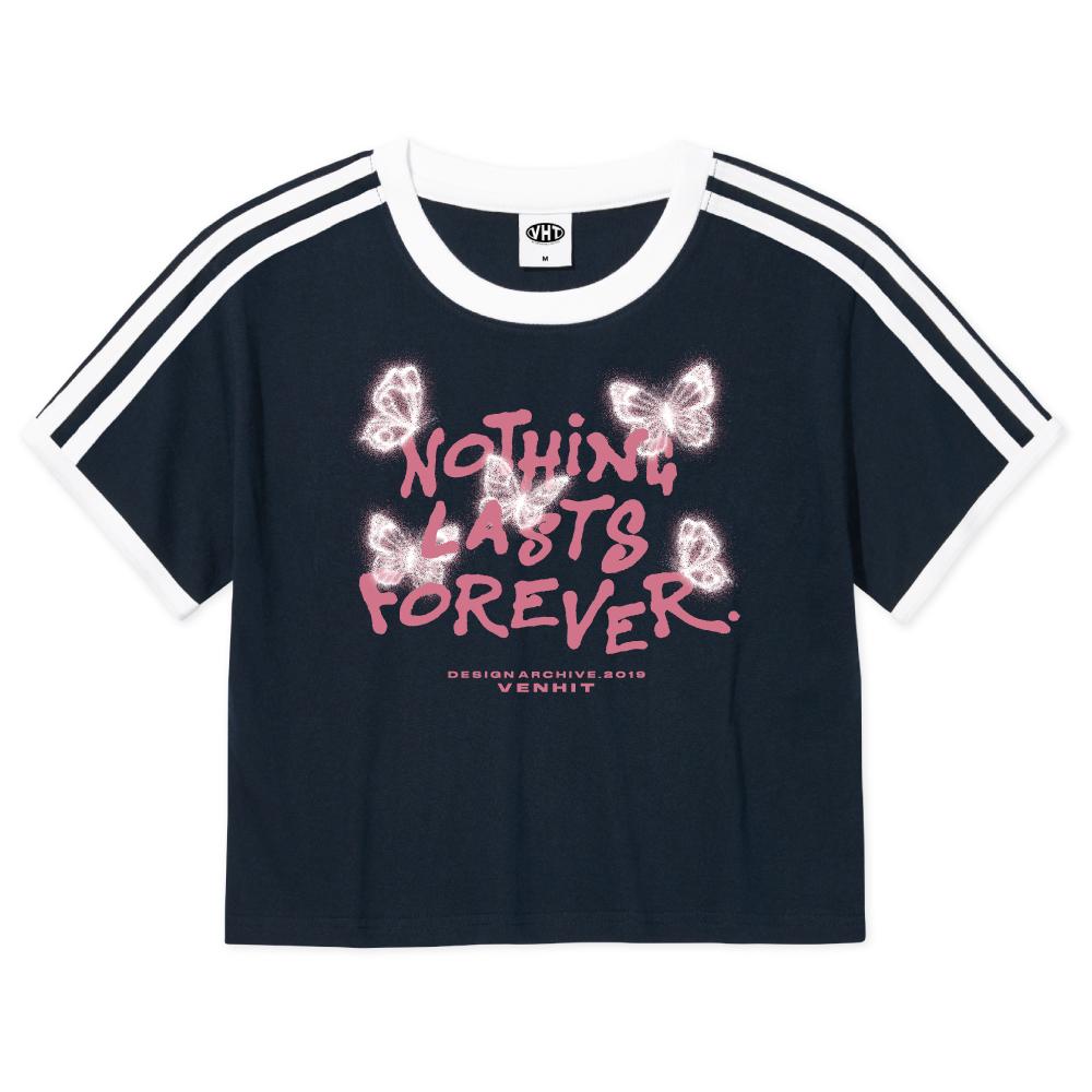 NOTHING 라인 크롭 반팔티