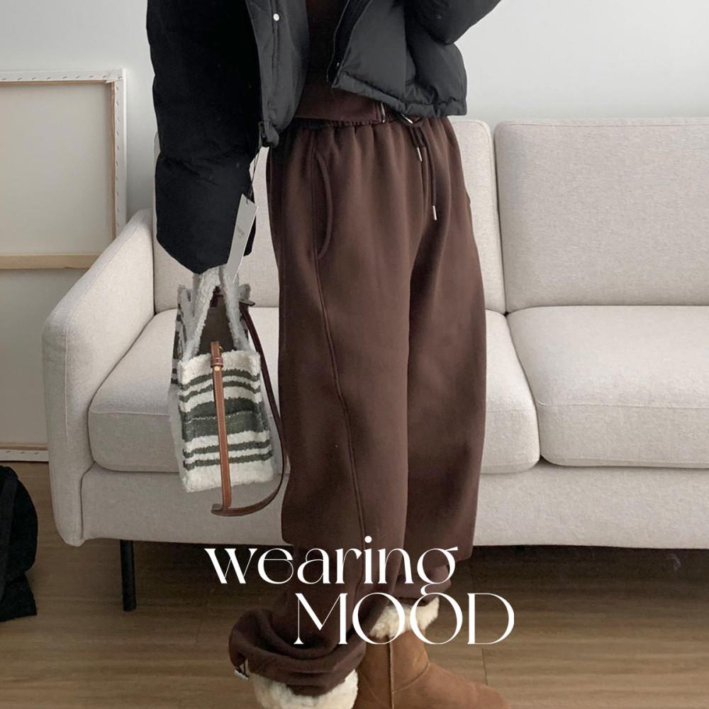 [일부당일] 웨어링무드 기모 라인 조거 팬츠 투웨이 코튼 도톰 트레이닝 밴딩 팬츠 (4col)