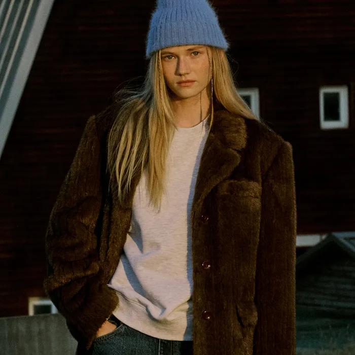 Fur Blazer Brown_F244JK01