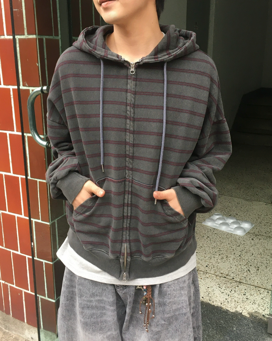 쿠시 단가라 간절기 후드집업 (3C)