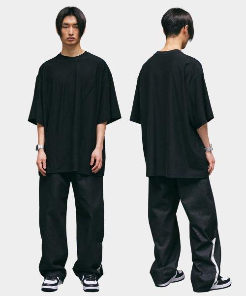 스냅 메이킹 와이드 데님 블랙