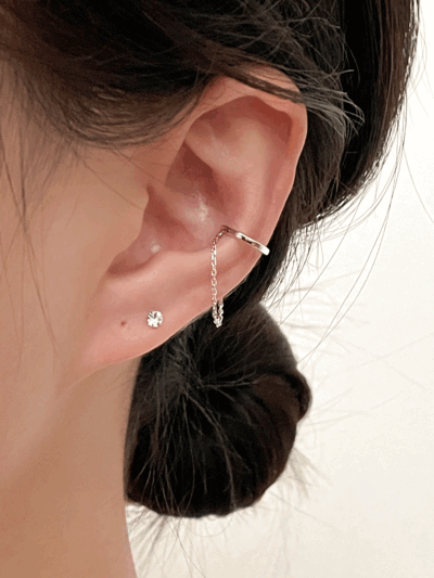 온드원 [925silver]베이직 민자 체인 이어커프(2color)