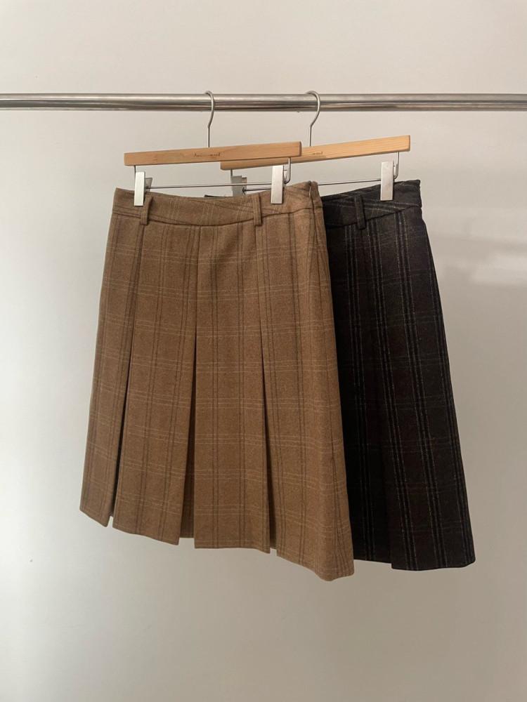 Amiment 아미먼트 다니엘 체크 스커트 플리츠 미디 2color