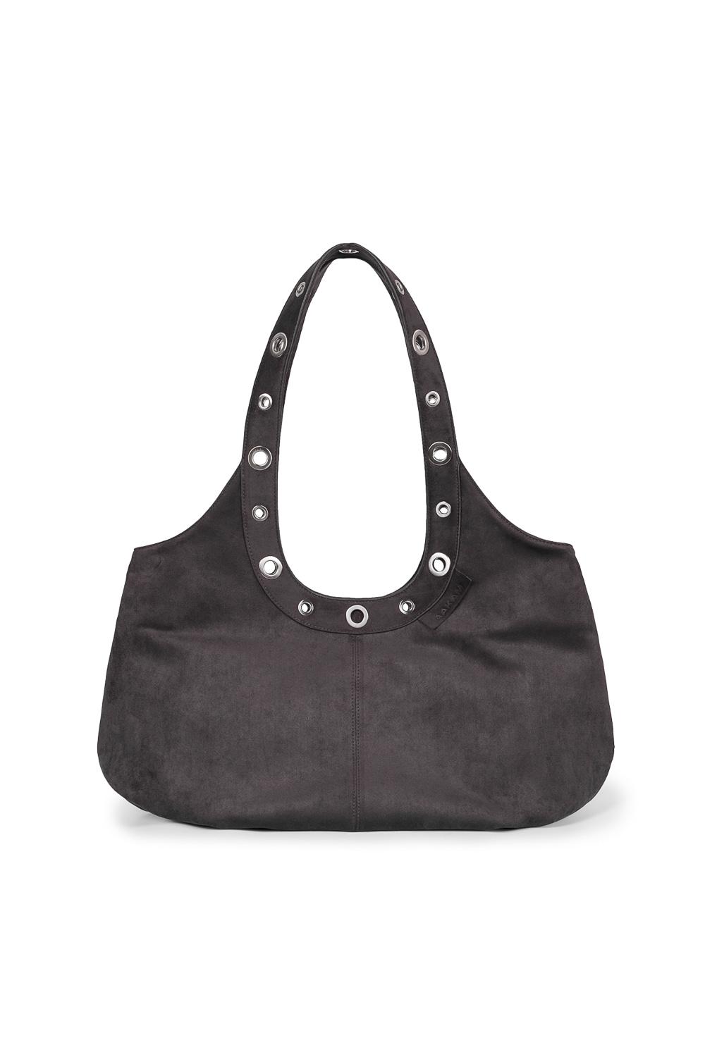[10.10 예약 배송] Suede Eyelet Dumpling Bag (Charcoal)