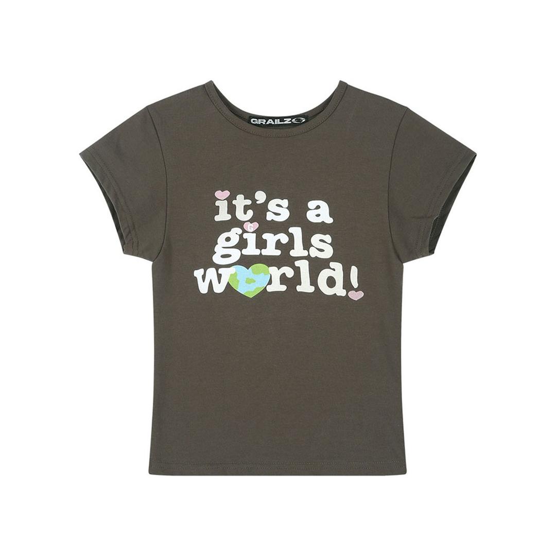 GIRLS WORLD T-SHIRTS [BROWN]