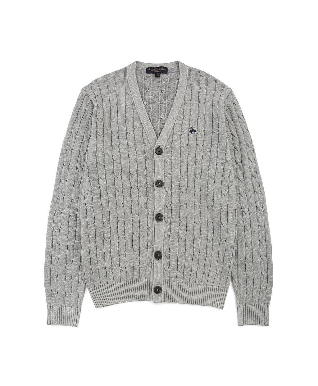 [남여 공용] 코튼 케이블 가디건 (그레이) - Brooks Brothers