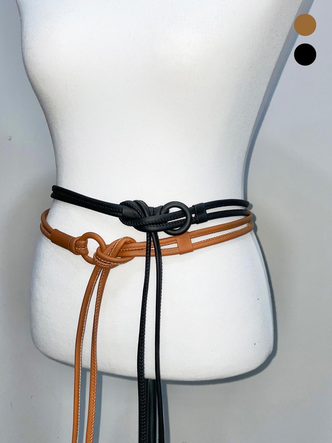 ring leather belt (camel/black)