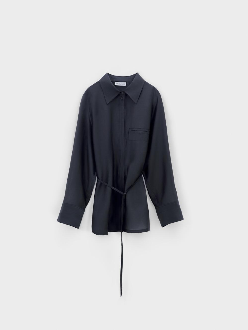 See-Through Back Strap Shirt_Charcoal