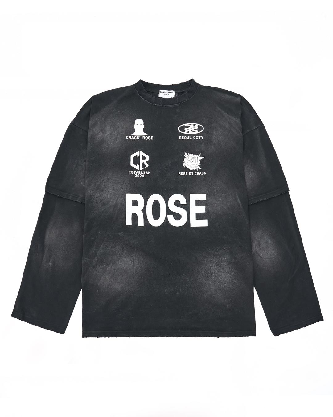 [24일 입고예정] DIRTY OIL ROSE LAYERED LONG SLEEVE BLACK
