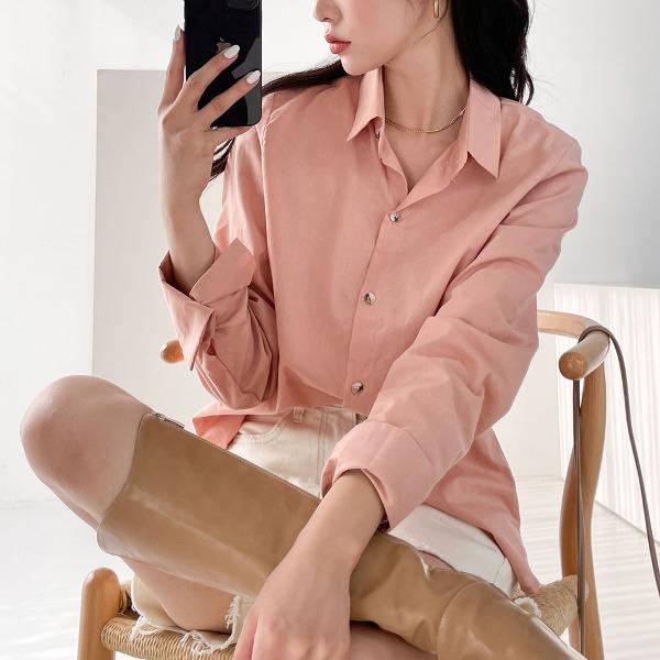 오버워밍 베이직 무지 커프스 셔츠 블라우스 6col