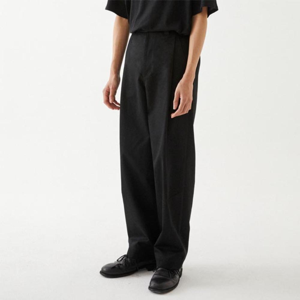 주앙옴므Pleated Wide Cotton Pants 블랙바지 면바지