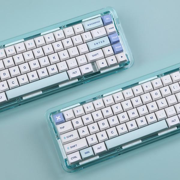 아쿠아67 스카이블루 미니 핫스왑 아크릴 투명 유무선 저소음키보드 풀윤활 커스텀키보드