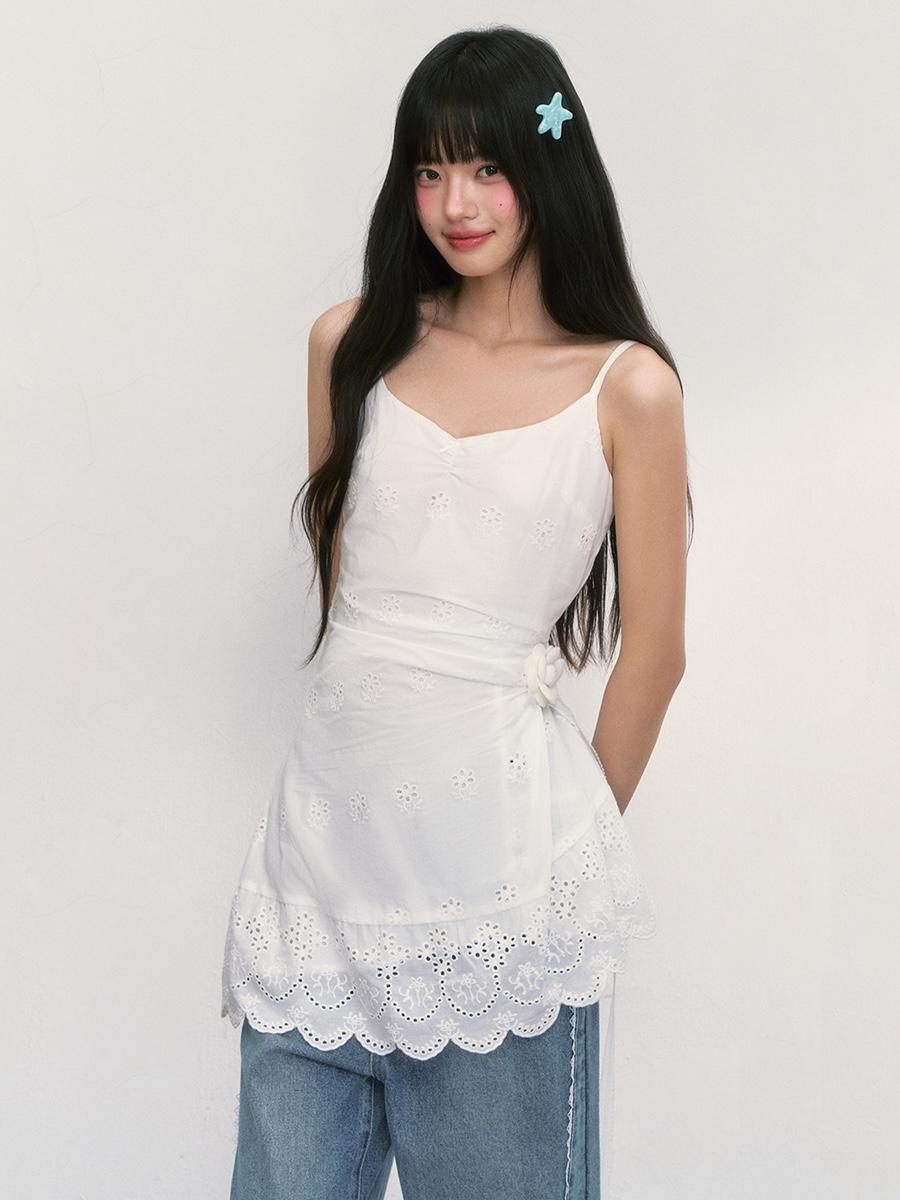 Weekendhub Daisy Eyelet Wrap Cami Top