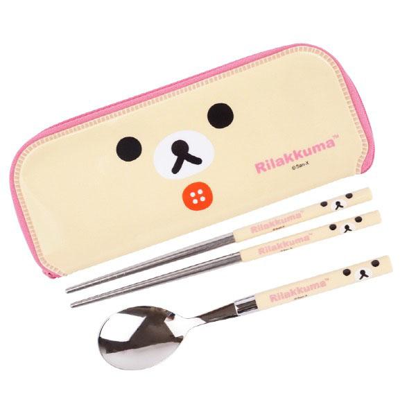 리락쿠마 슬림 스푼 젓가락 수저케이스 세트 지퍼수저집 (코리락쿠마 페이스)