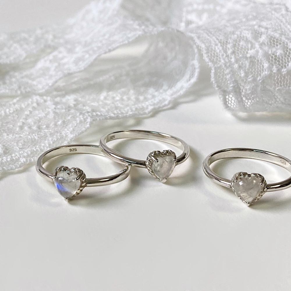 [실버925] 퓨어 문스톤 하트 반지
