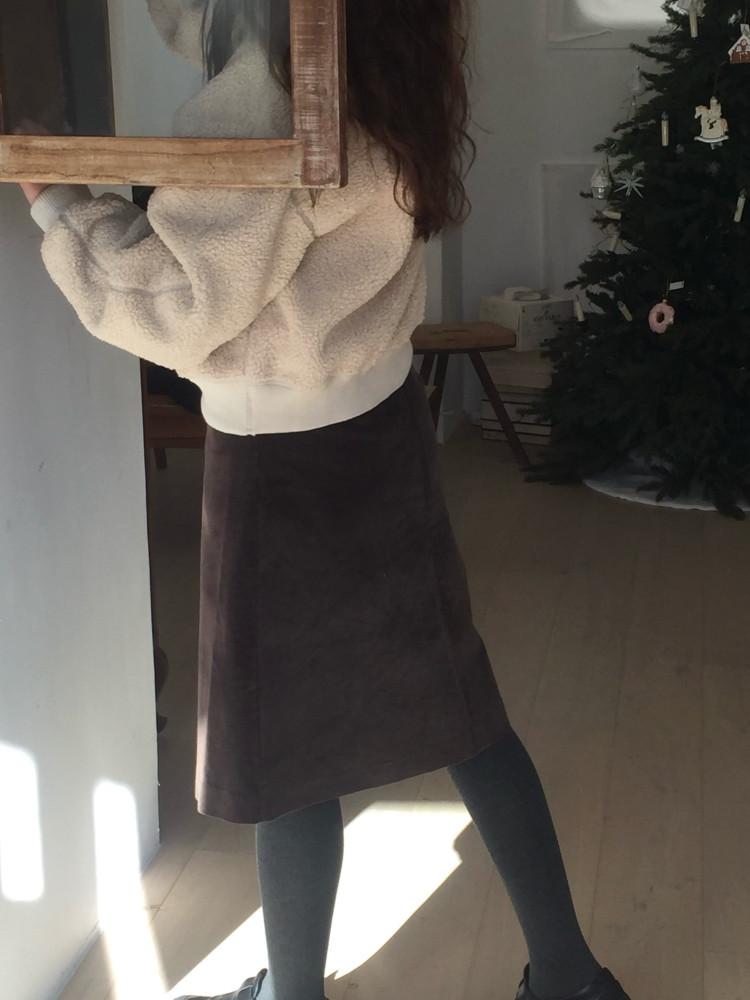 carol 캐롤 벨벳틴 스커트 A라인 미디 스판 벨로아 치마 (2col)