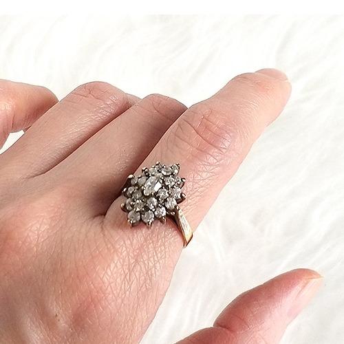 vintage vermeil  sterling silver cluster Ring