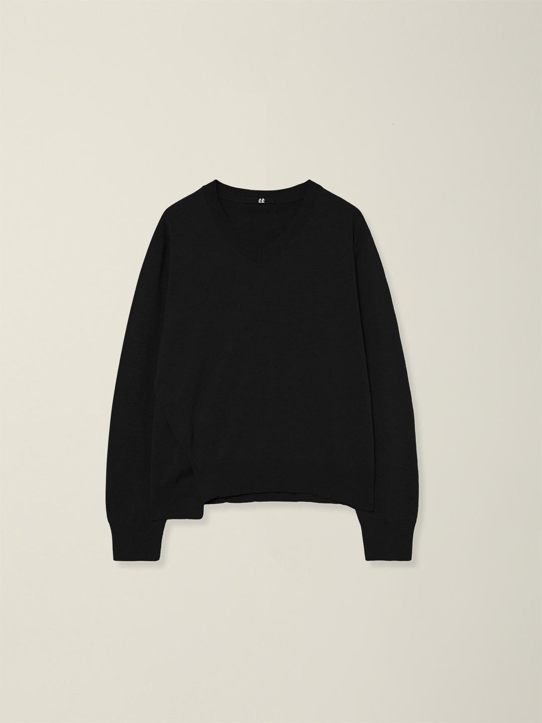 SIDE CLOSURE V-NECK KNIT  BLACK