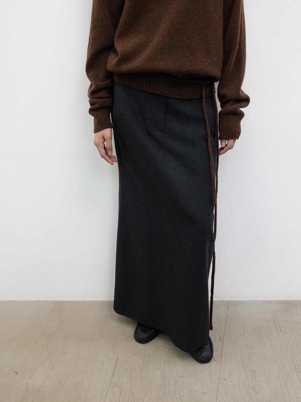 WOOL TAILORED SKIRT [CHARCOAL]