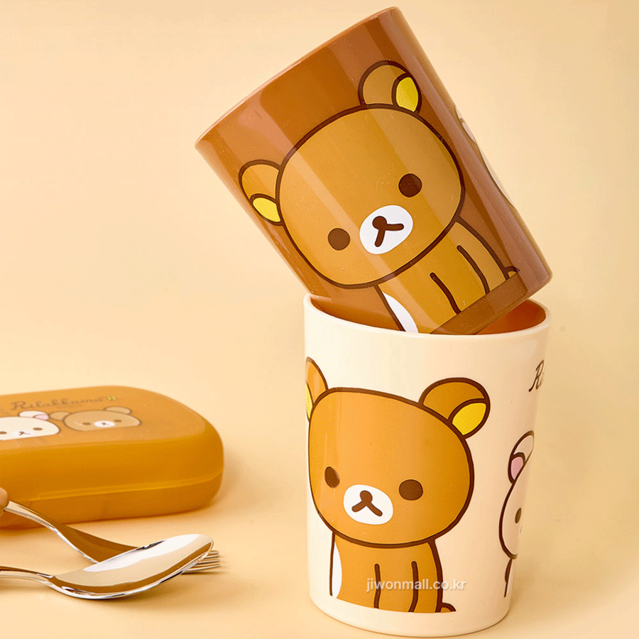 애정만땅 1+1 리락쿠마 튼튼하고 가벼운 해피 편한컵 음료잔 양치질컵 어린이컵 320ml