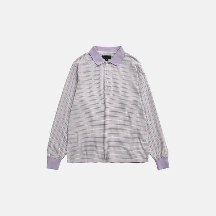 STRIPE POLO SHIRT (PURPLE GREY)