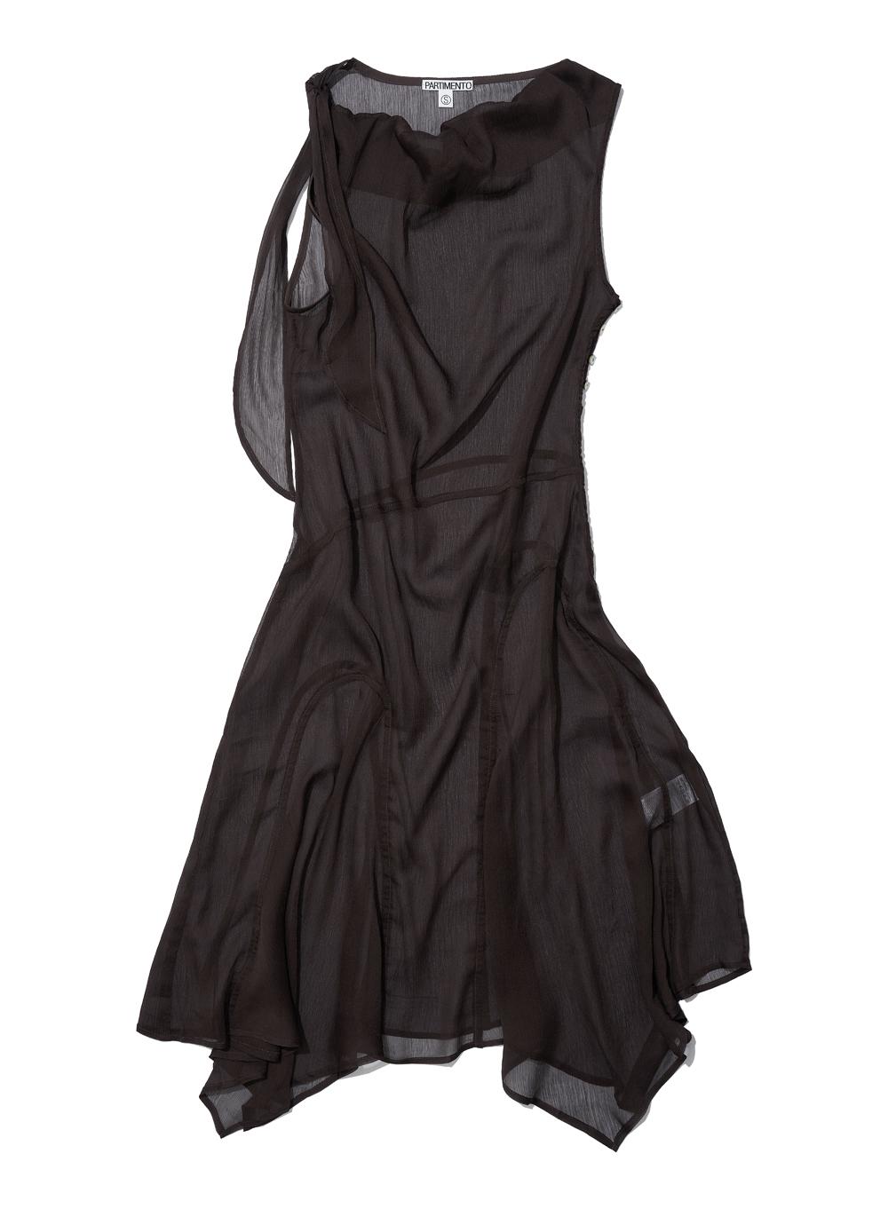 [WOMEN] SHEER TIE-STRAP ASYMMETRIC DRESS_BROWN