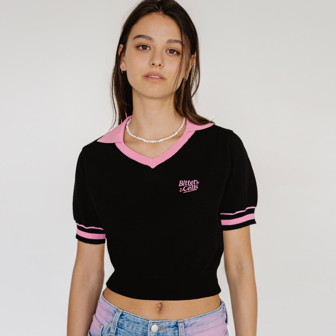 Vintage Collar Knit-Black