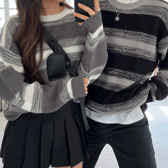 [남여공용/커플룩]믹스오버핏니트