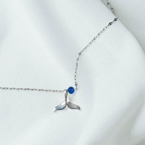 [기부목걸이] 실버와 바다 닮은 청다이아_고래꼬리 시리즈 #05