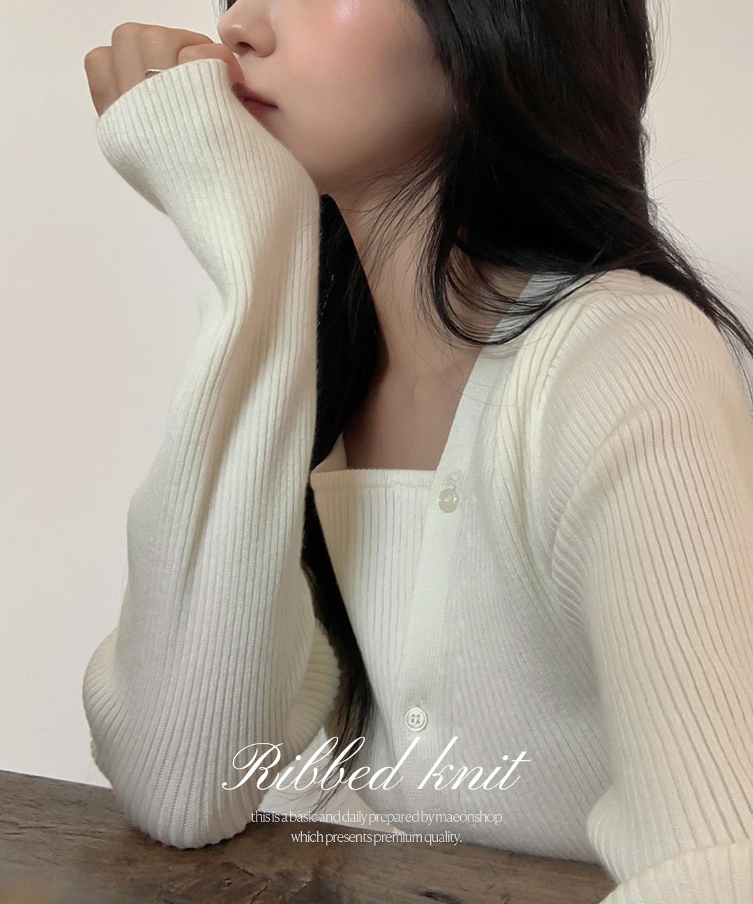 마이온샵 [단독][2타입/4만장돌파!] #MADE 메로트 골지 니트티 (44~66반) (스퀘어넥-사선버튼-사선단추-골지니트-컷아웃니트-긴팔니트-하객룩-출근룩-슬림핏-핏보장)