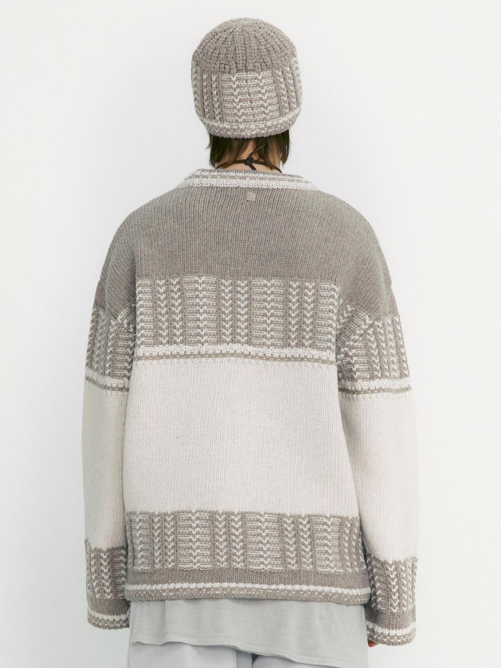 JACQUARD KNIT SWEATER_BEIGE
