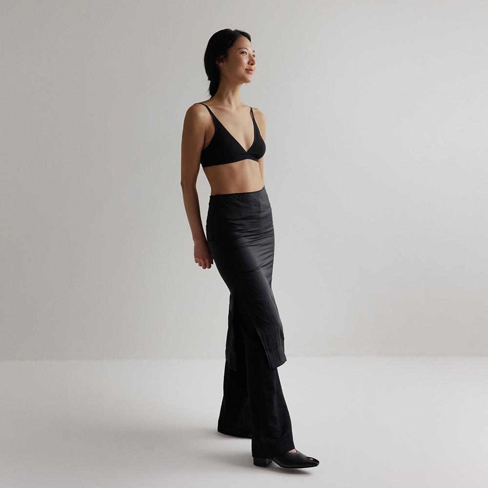 See-through layered skirt_Black