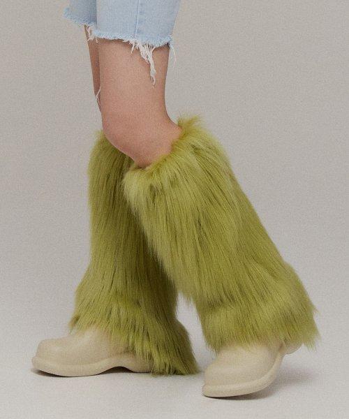 페이크퍼 레그워머 올리브