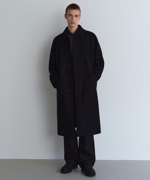FORTEX 펠트 오버사이즈 발마칸 코트 [블랙]