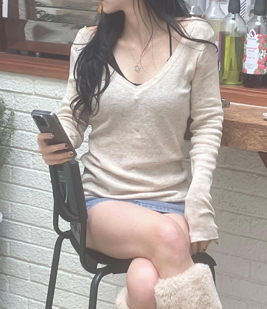 beige layered knit|베이지 레이어드 니트