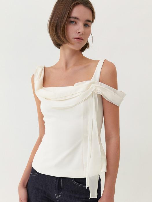 Alora Drape Sleeveless Top (Ivory)