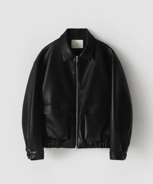 버핑레더 미니멀 포켓 블루종_Black