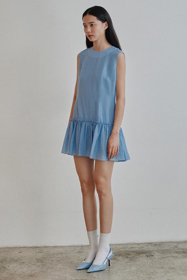 LOVE FRILL A LINE MINI DRESS - BLUE