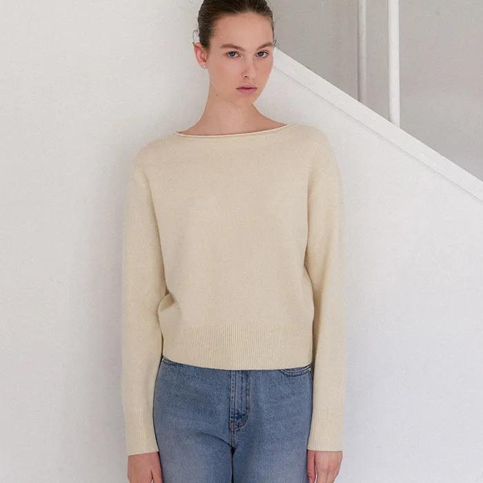 리엔 파인 울 보트넥 니트 (soft yellow)